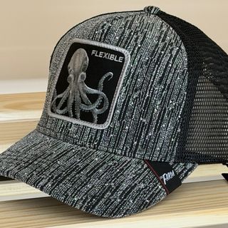 Gorra Trucker Pulpo Flexible Gris Negra