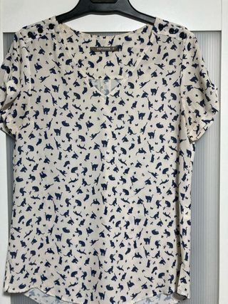 Camisa Estampado Gatos Beige