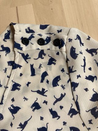 Camisa Estampado Gatos Beige