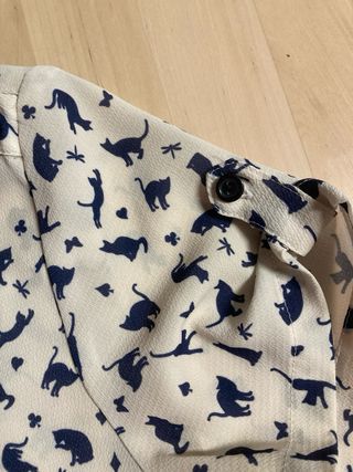 Camisa Estampado Gatos Beige