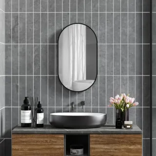 Espejo Ovalado Negro y Gris