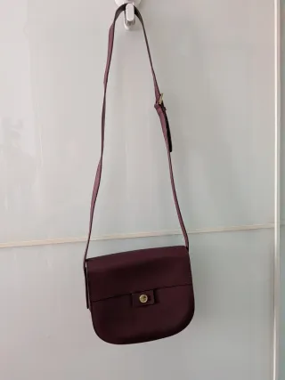 Bandolera Adolfo Domínguez Piel Beige/Morado