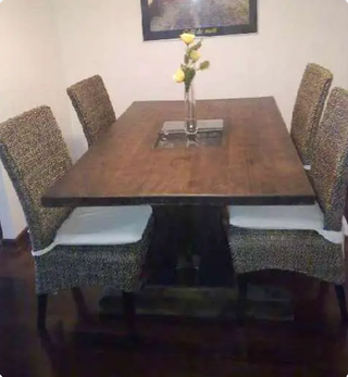 Mesa comedor madera maciza y forja