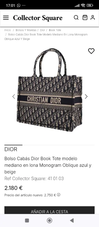 Bolso Dior Book Tote Beige y Negro