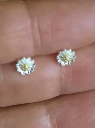 Pendientes plata con detalle flor