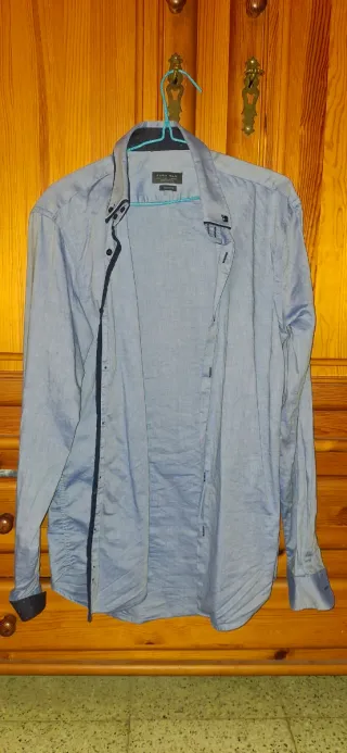 Camisa Zara azul hombre