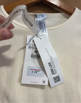 Jersey Zara Crop Top Pedrería Blanco XS