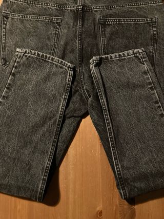 Jeans denim grigi neri slavato carrot baggy