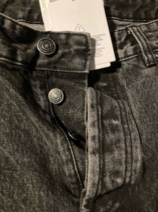 Jeans denim grigi neri slavato carrot baggy