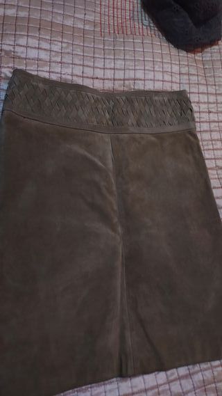 Increíble Falda de piel beige