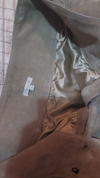 Increíble Falda de piel beige