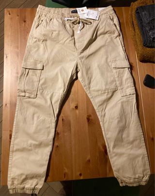 Pantaloni cargo tuta beige