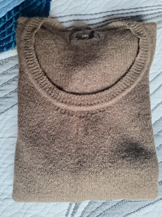 Jersey Zara marrón cuello redondo Talla M