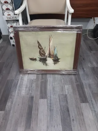 Cuadro de veleros en madera