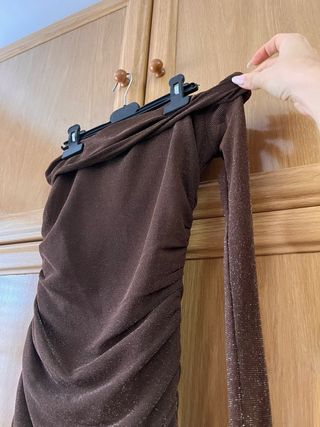 Vestido marrón drapeado