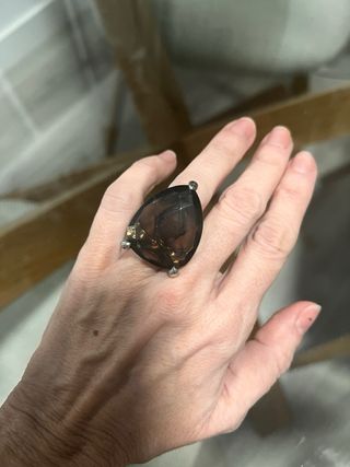 Anillo Plata Tous cuarzo ahumado Marrón