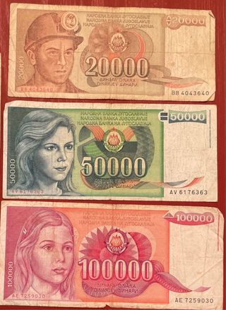 Jugoslavia lotto 3 banconote 1988 Dubrovnik