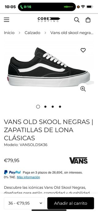 Zapatillas Vans Negras y Blancas