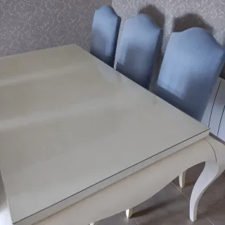 Sillas de comedor de terciopelo azul (6)