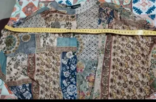 Vestido Zara Patchwork Estampado Talla M