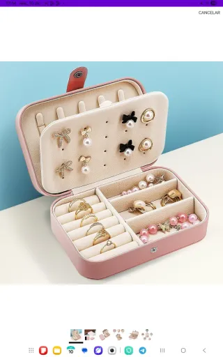 Joyero de viaje rosa y beige nuevo a estrenar