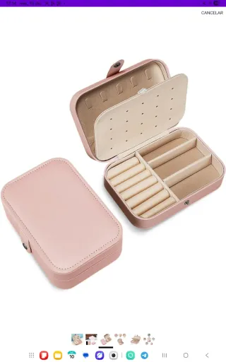 Joyero de viaje rosa y beige nuevo a estrenar