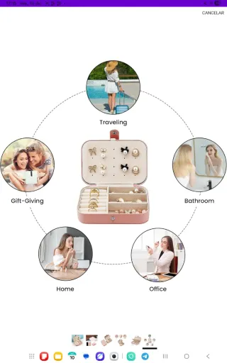 Joyero de viaje rosa y beige nuevo a estrenar