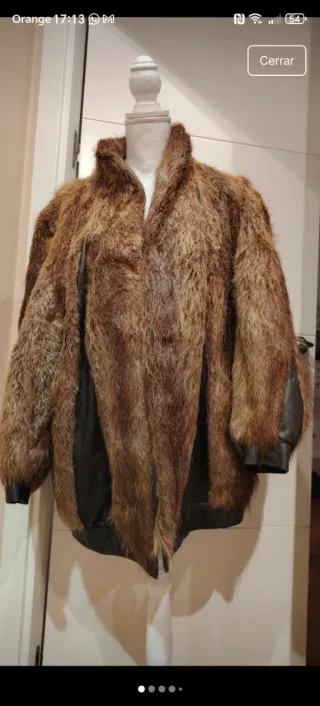 Abrigo Piel Auténtica Marrón y Negro
