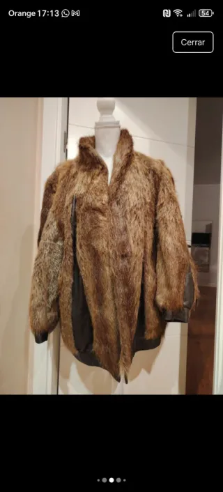Abrigo Piel Auténtica Marrón y Negro