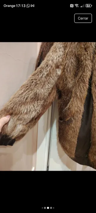 Abrigo Piel Auténtica Marrón y Negro