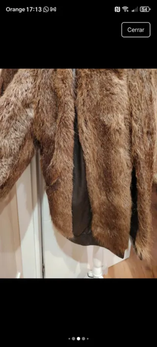Abrigo Piel Auténtica Marrón y Negro