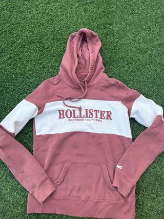 Sudadera Hollister Talla XS Rosa y Blanca
