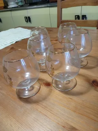 Set 6 Bicchieri Cognac Decorati Oro