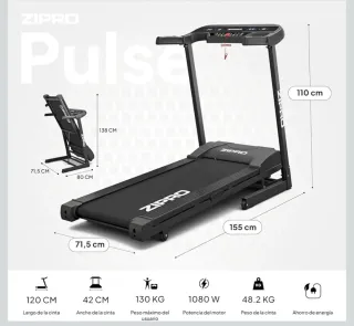 Cinta de Correr Zipro Plegable Pulse