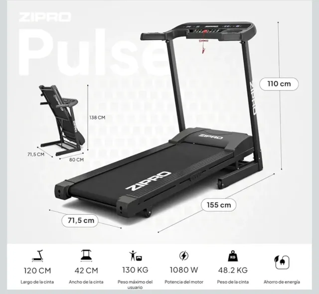 Cinta de Correr Zipro Plegable Pulse