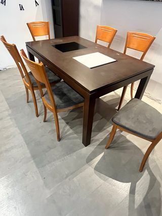 Mesa comedor + 6 sillas madera