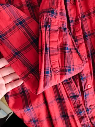 Camisa de cuadros roja y azul para mujer