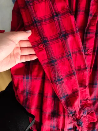 Camisa de cuadros roja y azul para mujer