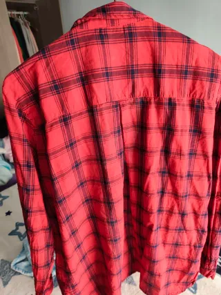 Camisa de cuadros roja y azul para mujer