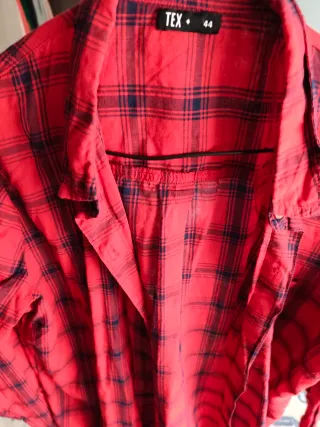 Camisa de cuadros roja y azul para mujer