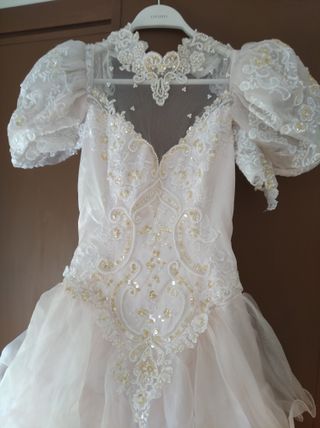 Vestido de Novia Talla 40 Rosa y Blanco