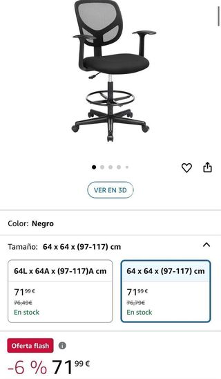 Silla SONGMICS giratoria negra OBN25BK