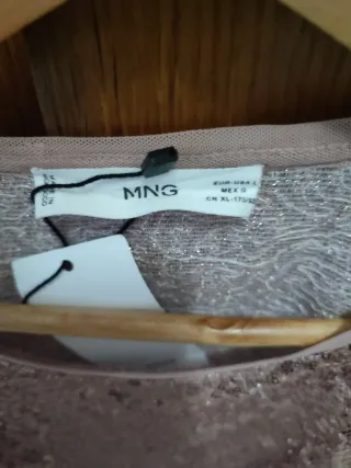 Top Mango lentejuelas rosa y dorado Talla M