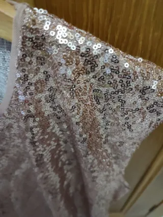 Top Mango lentejuelas rosa y dorado Talla M