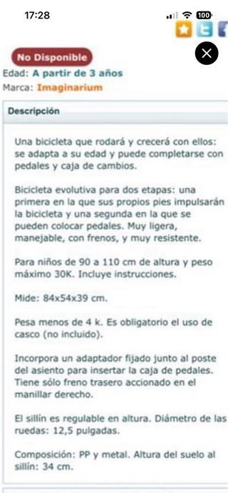 Bicicleta evolutiva equilibrio azul con pedales