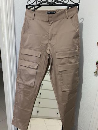 Pantalones Zara Beige Talla S satinado