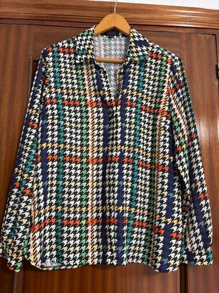 Camisa estampada cuadros multicolor