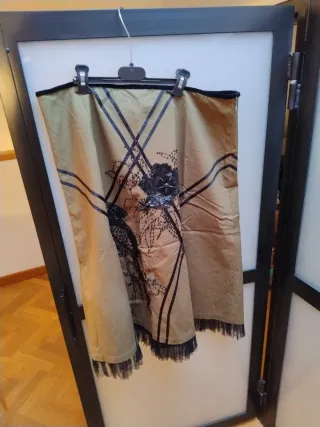 Falda fiesta verde caqui y negra