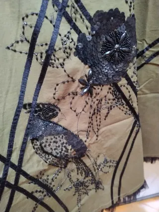 Falda fiesta verde caqui y negra