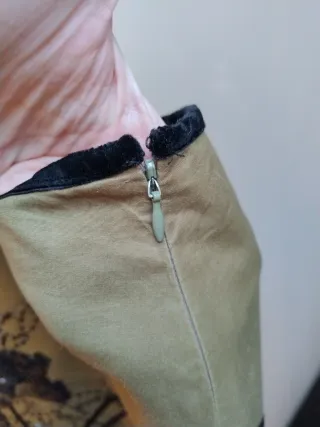 Falda fiesta verde caqui y negra